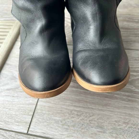 Zara Black Slouchy Leather Heeled Tall Boots Made In Spain - Picture 5 of 15